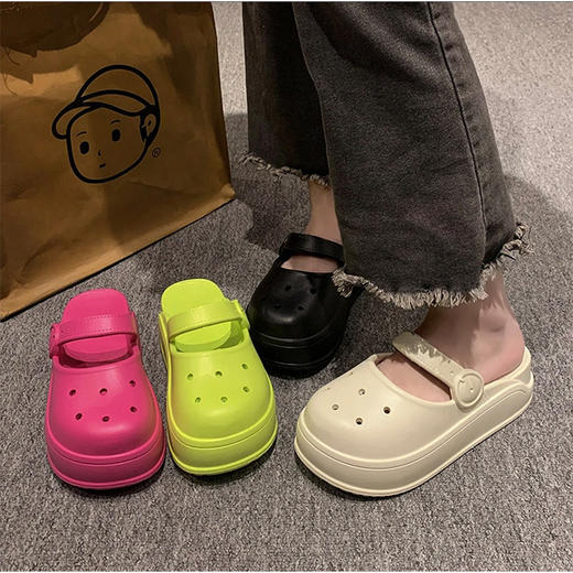 【氛围感十足】洞洞鞋厚底凉拖鞋女士夏季外穿室内居家少女心网红同款沙滩凉拖鞋。ry 商品图3
