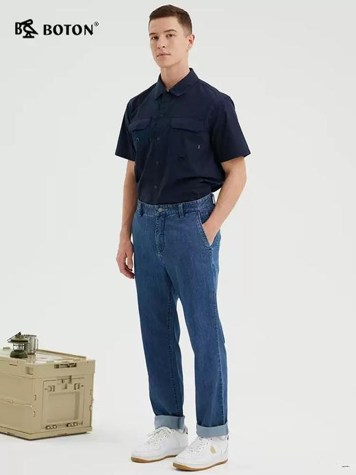 波顿男士夏季薄款直筒冰丝冰爽薄荷天丝牛仔裤长裤子ME791122 商品图3