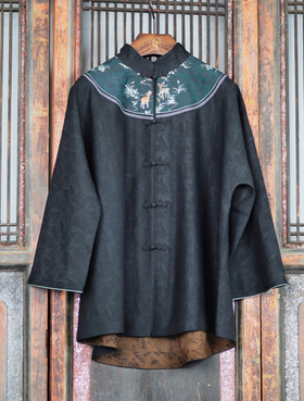 盛唐牡丹| 真丝罗底香云纱手绣外套