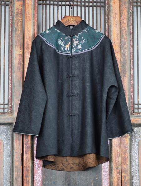 盛唐牡丹| 真丝罗底香云纱手绣外套 商品图0