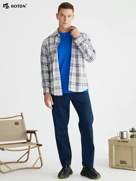 【棉弹舒适】波顿男士春秋季薄款宽松直筒宝蓝色休闲长裤ME805122 商品图4