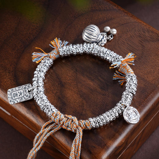 子佩集S925银【迎吉纳福】手链【SL01044】纯银钱串腰缠万贯大吉盘缠盘缠2504 商品图1