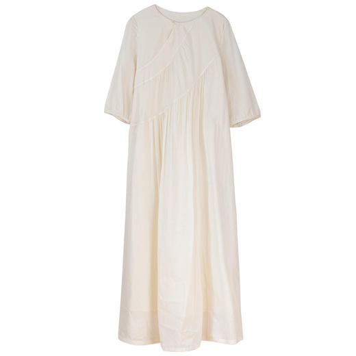 牧衣游原创 80支全棉连衣裙夏轻薄通透飘逸白色宽松文艺长裙 周山 商品图4