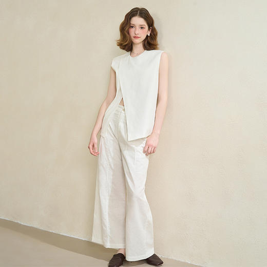 【舒适棉麻面料】设计感不规则剪裁搭片马甲女夏季上衣V1150686 商品图3