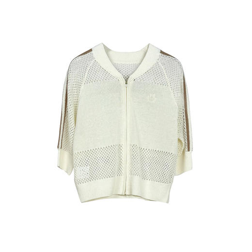 谜底针织开衫短袖女2025夏季新品复古文艺宽松T型短毛衣252MZ0889 商品图4