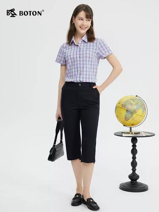 波顿女士春夏季美式休闲天丝弹力舒适修身七分休闲裤LF657224 商品图4