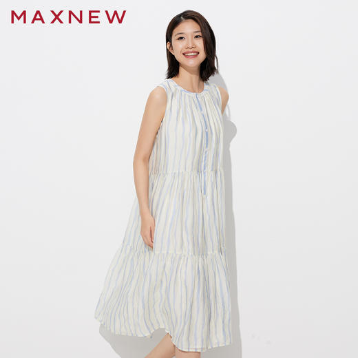 【裙装】 半开襟无袖条纹连衣裙 1P2225310 商品图1