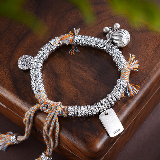 子佩集S925银【迎吉纳福】手链【SL01044】纯银钱串腰缠万贯大吉盘缠盘缠2504 商品图3