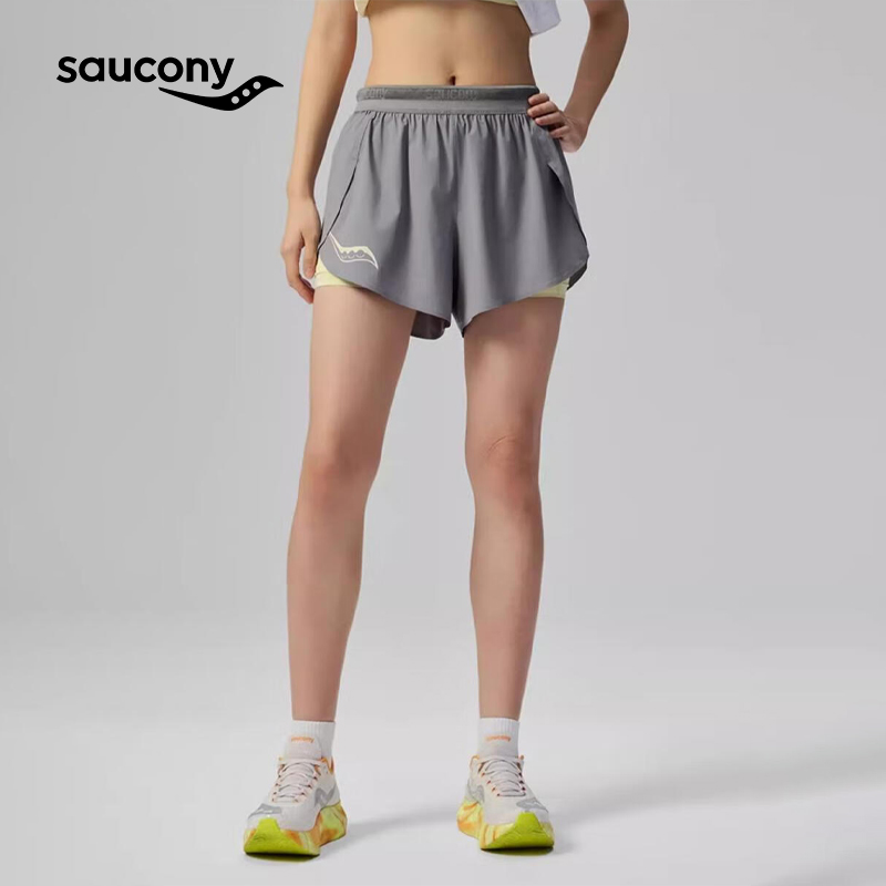 Saucony 索康尼 女款 双层设计跑步运动训练舒适透气短裤