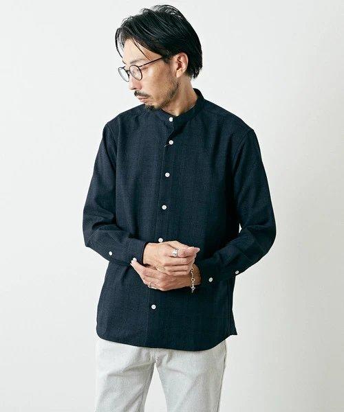 MEN'S MELROSE 男士 经典日系格纹带领衬衫 休闲长袖衬衣 商品图5