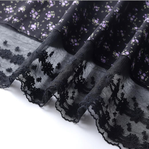 洛诗琳14255气质蕾丝拼接半裙2025夏季新款雪纺碎花半身裙25305 商品图3