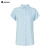 波顿女士春夏季纯色亚麻美式休闲透气短袖衬衫LS012224 商品缩略图5