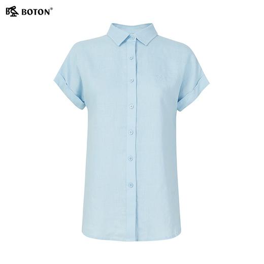 波顿女士春夏季纯色亚麻美式休闲透气短袖衬衫LS012224 商品图5