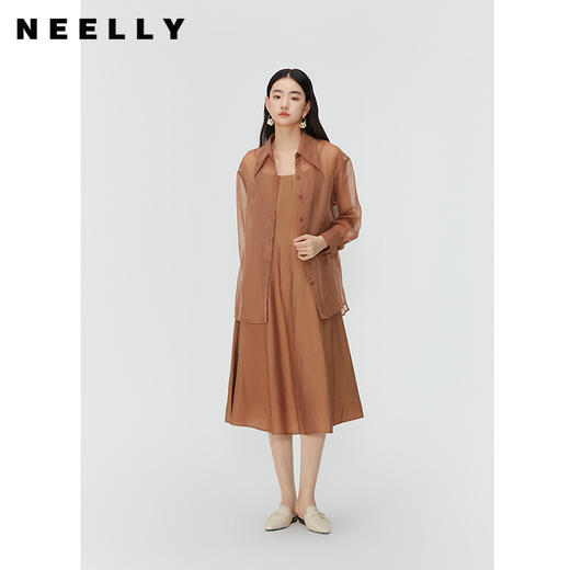 NEELLY纳俪商场同款夏新款中长款可调节吊带连衣裙女休闲舒适长裙N25054Y04601 商品图0
