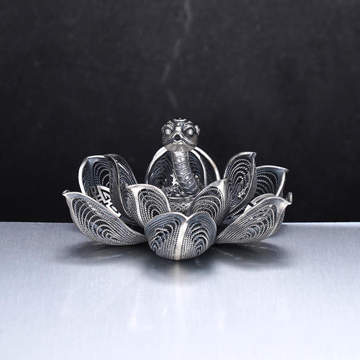 子佩集S999银【莲蛇报喜】香炉【JJYS008】纯银荷花莲花灵蛇香插2504 商品图7