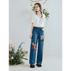 两三事 初梦终章 2025夏季新款复古印花贴布绣直筒牛仔裤女 商品缩略图1