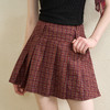 【纯棉】学院风复古红色格纹半身裙女夏季A字百褶裙V0950634 商品缩略图2