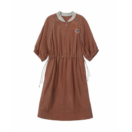 谜底连衣裙短袖女2025夏季新品休闲运动宽松收腰中长裙252ML0686 商品图4