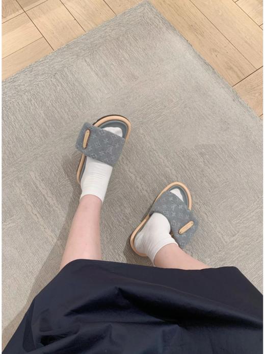 驴家LV Pool Pillow Comfort牛仔布圆头平底 穆勒鞋面包拖一字拖鞋 （HC） 商品图7