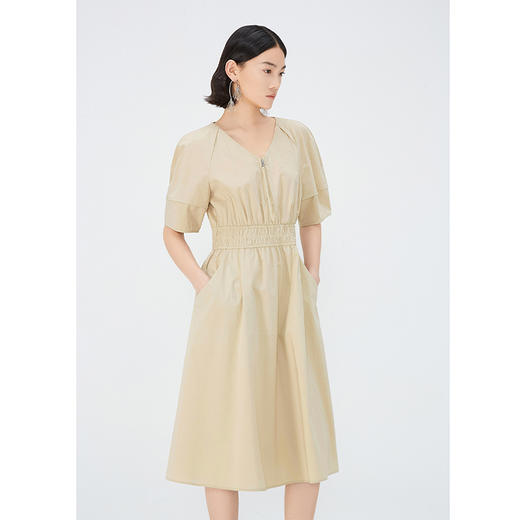 NEELLY纳俪商场同款夏季新款法式温柔气质连衣裙女V领收腰长裙N25054Y04649 商品图1