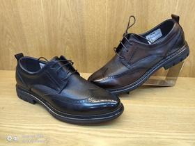 豪行真皮舒适休闲男鞋11357150时尚系带平底商务单鞋