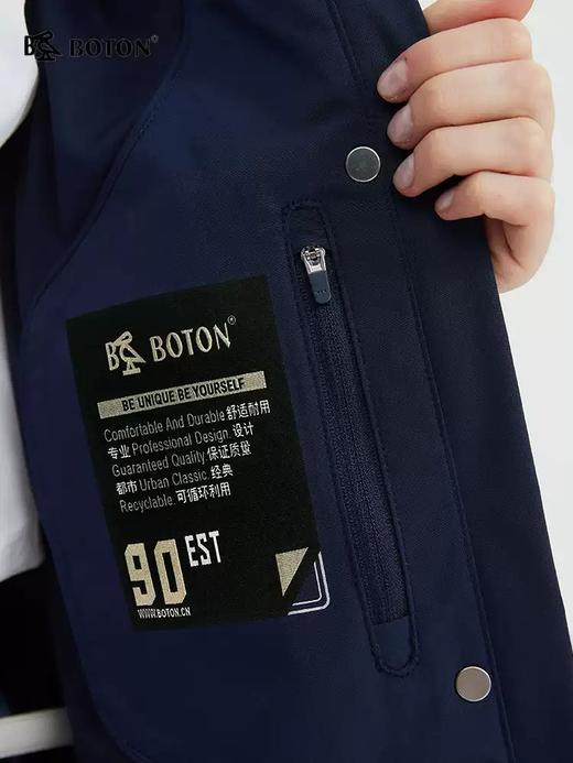 波顿女士春夏季中长款风衣美式休闲深蓝色外套LJ918124 商品图4