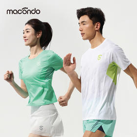 马孔多跑步轻爽短袖T恤 3D提花 吸湿速干 腋下一片式拼接 后背透气网