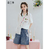 两三事 甜梦捕手 2025夏季新款森女风手钩花口袋印花假领带衬衫女 商品缩略图0