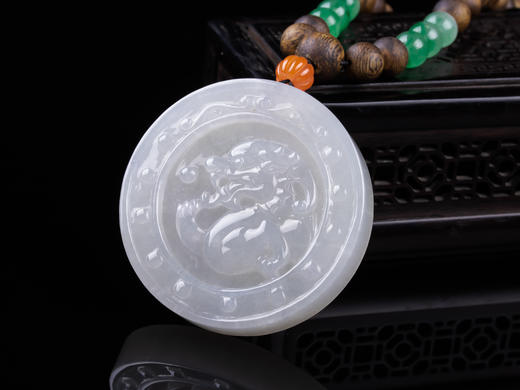 XY0249，沉香+复古龙圆牌挂件 商品图2