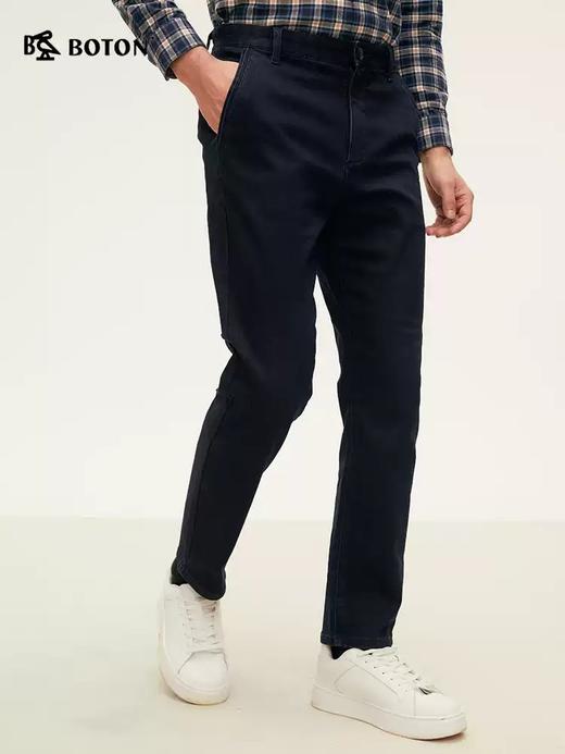 波顿男士秋冬季百搭直筒深蓝色加厚牛仔长裤ME827322 商品图1