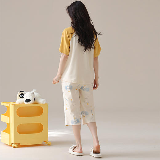 自然醒盛夏家居服100纯棉女士睡衣短袖家居服女春秋款夏天夏款薄款套装QH 商品图5