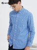 波顿男士春秋季清爽彩蓝格纹合身纯棉长袖衬衣MS030124 商品缩略图1