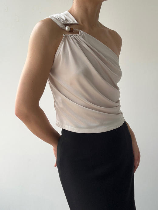 SIJIA｜斜肩金属扣上衣 [ 米白SS2548  ] 商品图6