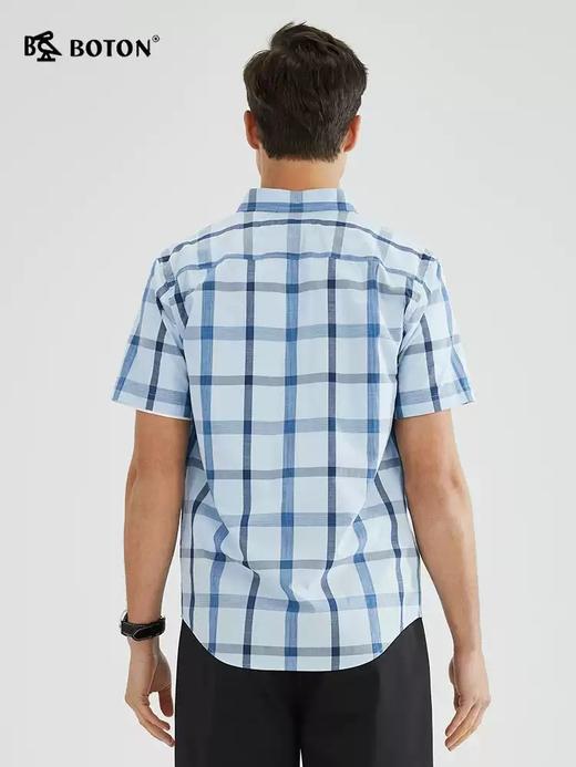 【凉爽舒适】波顿男士春夏季休闲百搭蓝白色格子短袖衬衫MS015223 商品图2
