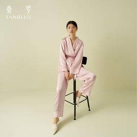 老钱风桑罗100%桑蚕丝修身立体长袖睡衣青果V领可外穿女2025年夏新款