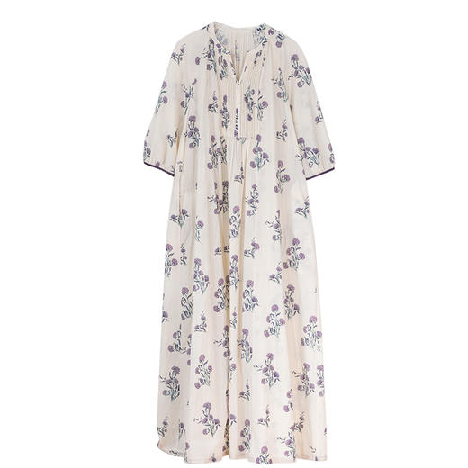 牧衣游原创 进口印花100支匹马棉连衣裙轻薄飘逸文艺长裙 如初见 商品图4