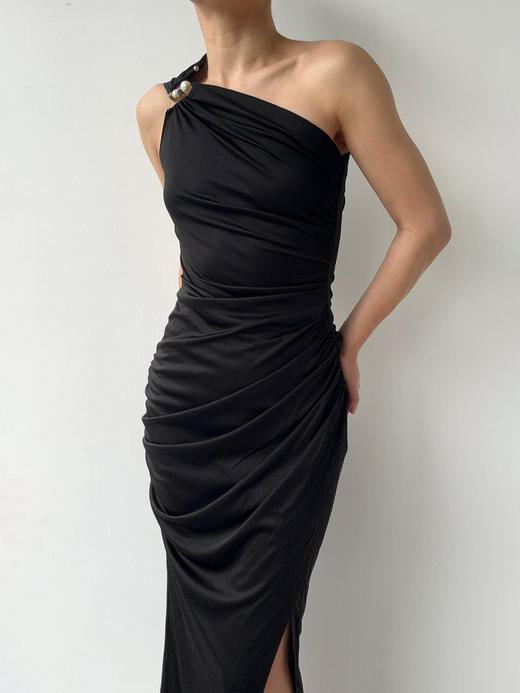 SIJIA｜斜肩醋酸针织连衣裙 [ 黑SS2549 / 米白SS2550 ] 商品图4