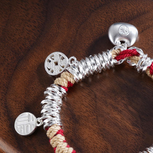 子佩集S925银【喜事连连】手链【SL00745】纯银钱串腰缠万贯招财纳福盘缠盘缠2504 商品图4