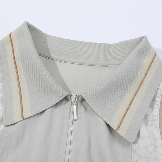 谜底外套短袖女2025夏季新品复古风拼接大廓形H型短外套252MW0608 商品图3