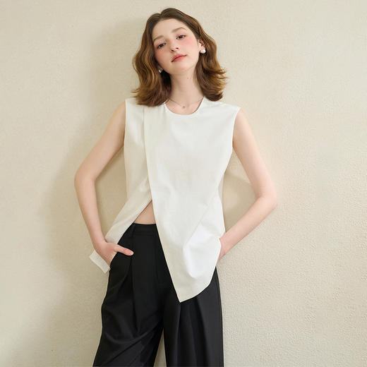 【舒适棉麻面料】设计感不规则剪裁搭片马甲女夏季上衣V1150686 商品图4
