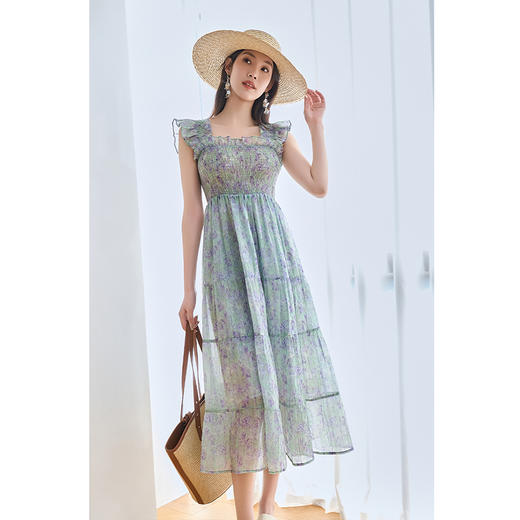 NEELLY纳俪商场同款夏新款法式碎花吊带连衣裙女收腰甜美减龄长裙N25054Y04610 商品图1