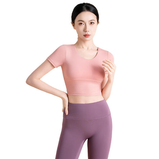 【显瘦吸湿速干交叉美背瑜伽服套装】 运动健身裤上衣裸感一体式胸垫女 商品图4