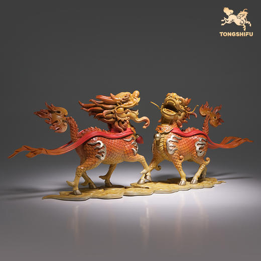 铜师傅《麒麟献瑞》客厅桌面铜摆件 家居装饰工艺品 商品图1