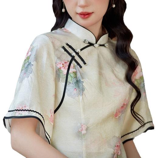 醋酸印花上衣，人棉绣花裙子文艺小清新旗袍套装BS2505 商品图4