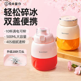 坂田釜作便携果汁桶榨汁杯500ML大容量升级20叶刀头40秒细腻速榨轻松碎冰双盖便携
