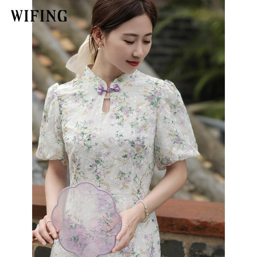 未风雪纺碎花连衣裙女夏2025年夏季新款女装气质国风改良旗袍裙子 商品图1