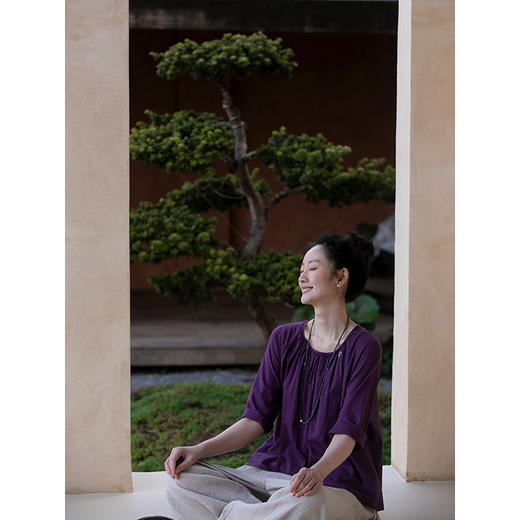 牧衣游原创 80支全棉手工刺绣套头衫轻薄减龄设计感文艺上衣 空野 商品图3