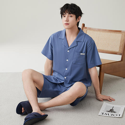 I'd爱帝男士短袖套夏季薄款透气纯棉家居服套装 商品图4
