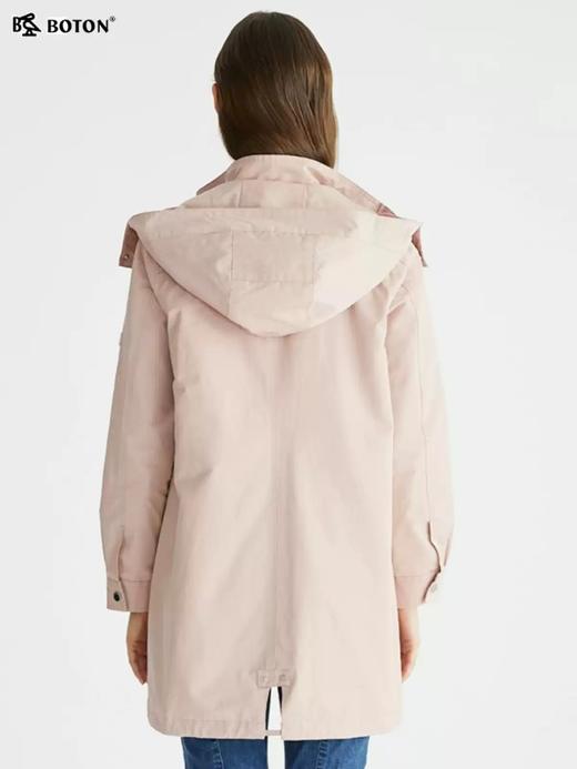 波顿女士春秋季中长款休闲英伦风粉色风衣外套LJ881122 商品图3