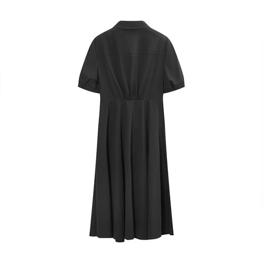 NEELLY纳俪商场同款夏季新款盘扣收腰连衣裙女黑色气质泡泡袖长裙N25054Y04657 商品图3